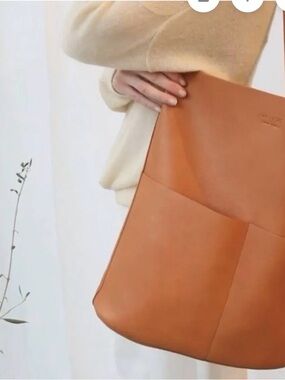 Oak & Fort Leather Tote Bag in Tan